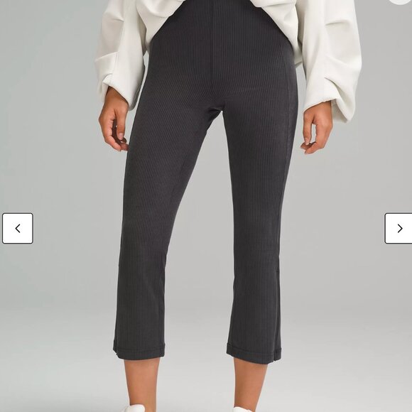 Lululemon Ribbed Softstreme Zip-Leg High-Rise Cropped Pant 25"- Charcoal- Sz 8 - Picture 8 of 8